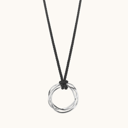 Karma Circle Cord Necklace Silver
